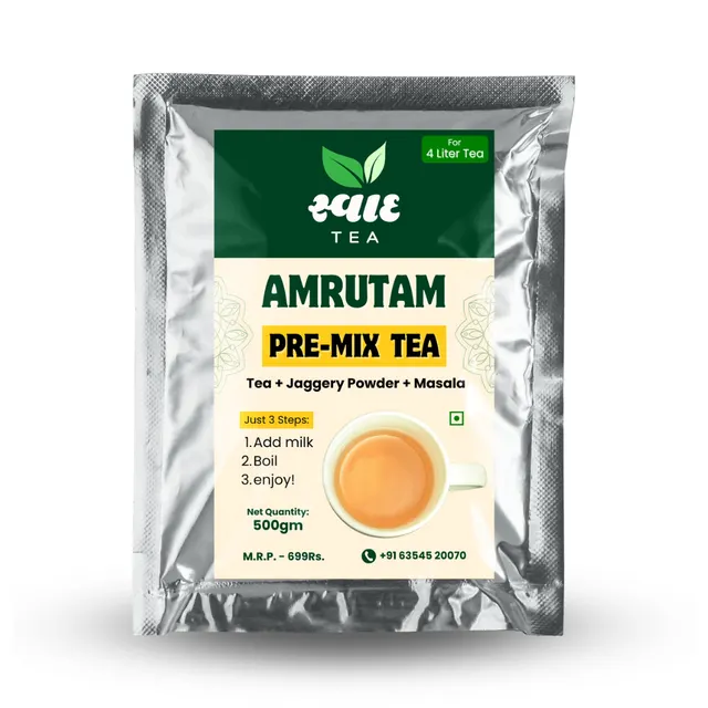 Swaad Amrutam Jaggery chai pre-mix 500g pack — natural jaggery tea blend from Gujarat