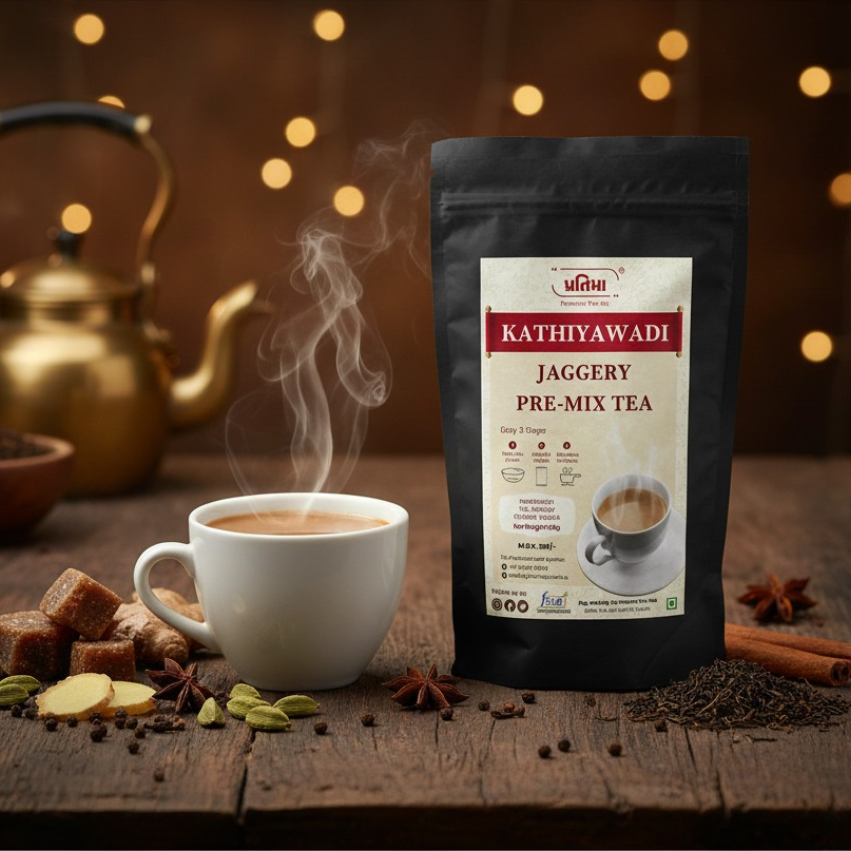 Kathiyawadi Jaggery Tea Pre-Mix – For 1 Liter Milk