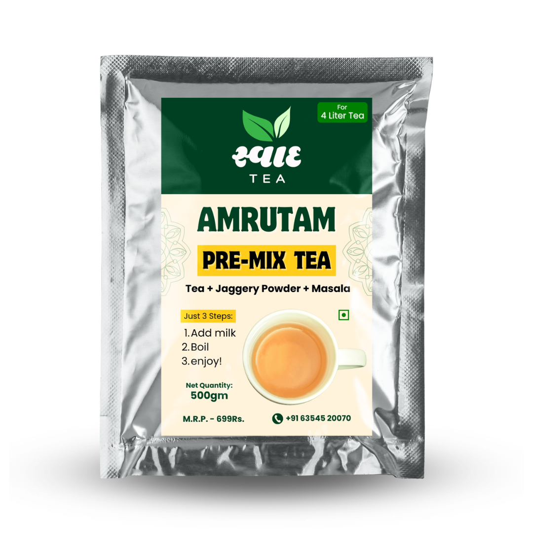 Swaad Amrutam Jaggery chai pre-mix 500g pack — natural jaggery tea blend from Gujarat